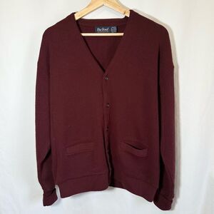 Par Four Vintage Golf Cardigan Sweater Burgundy